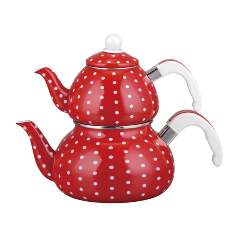 TK605 Turkish Enamel Teapot Set z uchwytem